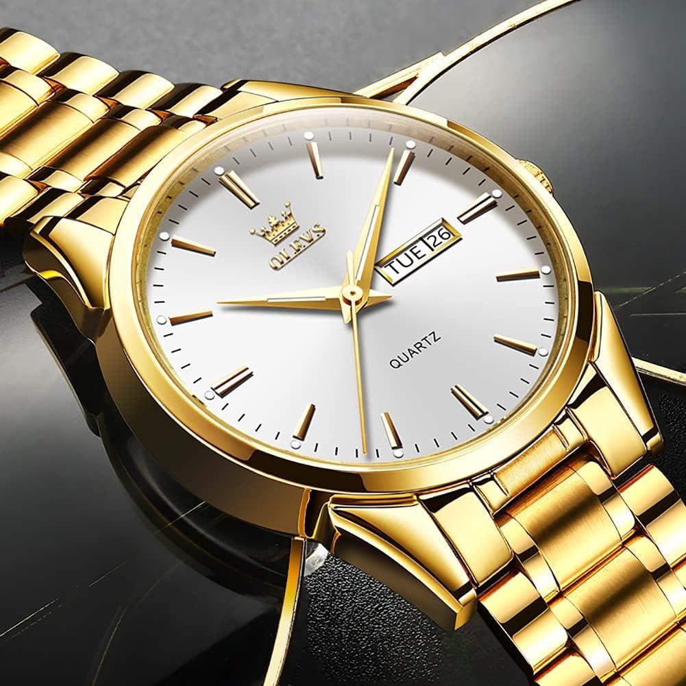 Reloj Clásico de Hombre OLEVS Acero Inoxidable Dorado 39mm