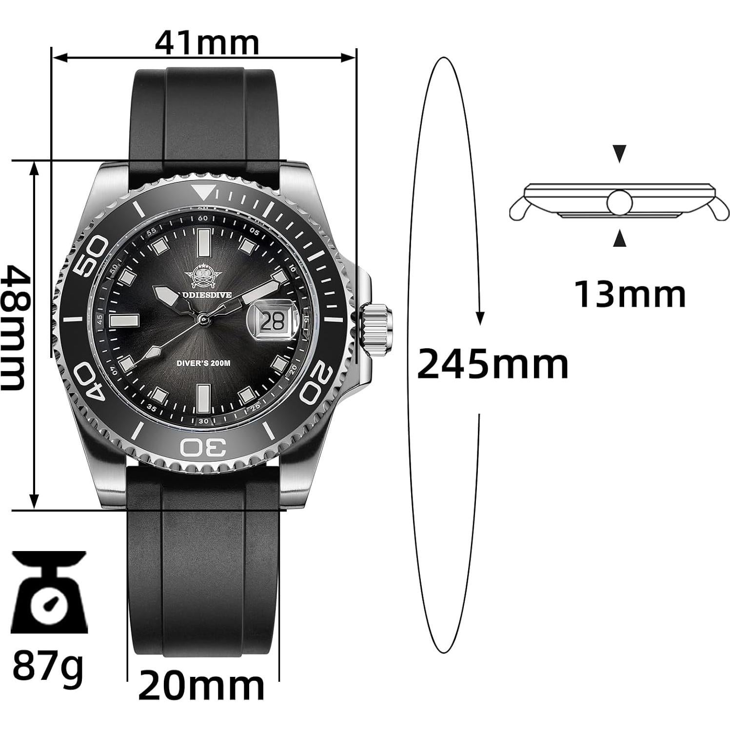 Reloj de buceo ADDIESDIVE para hombres 200M cuarzo negro