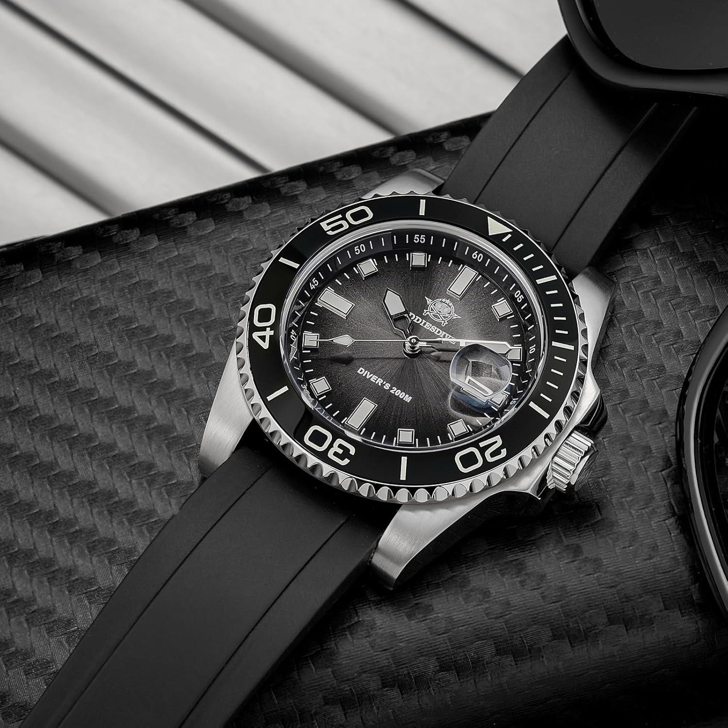 Reloj de buceo ADDIESDIVE para hombres 200M cuarzo negro