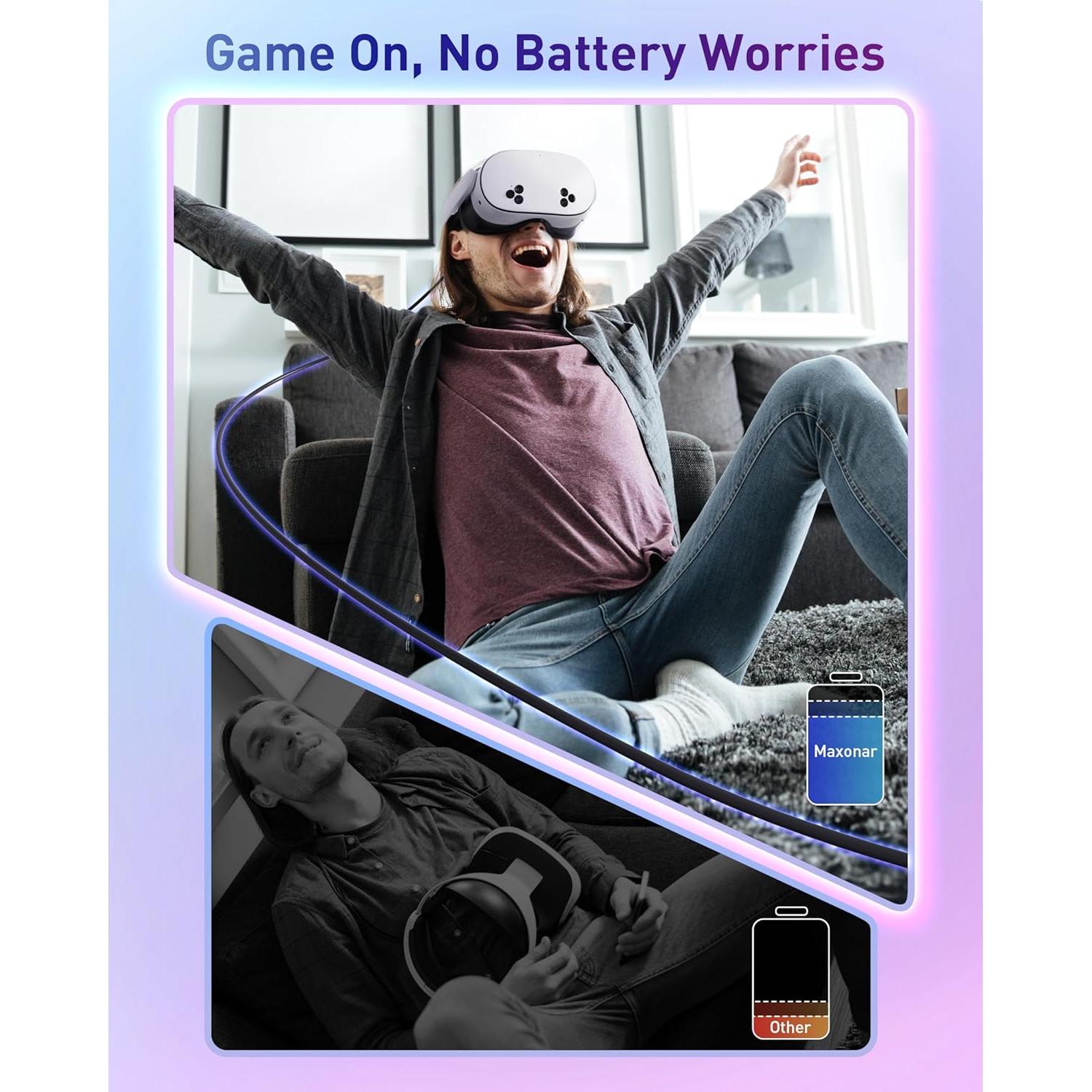 Cable de carga VR Maxonar 16 pies USB 3.0 18W para Meta 3S/3/Oculus 2