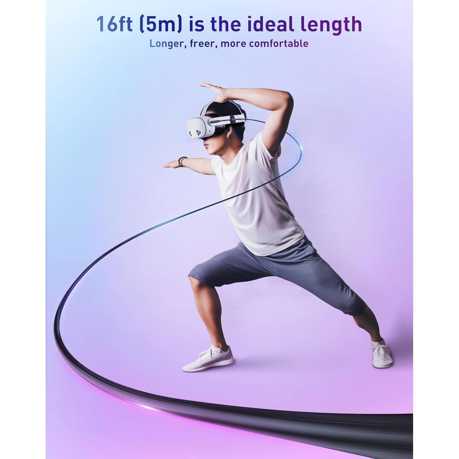 Cable de carga VR Maxonar 16 pies USB 3.0 18W para Meta 3S/3/Oculus 2