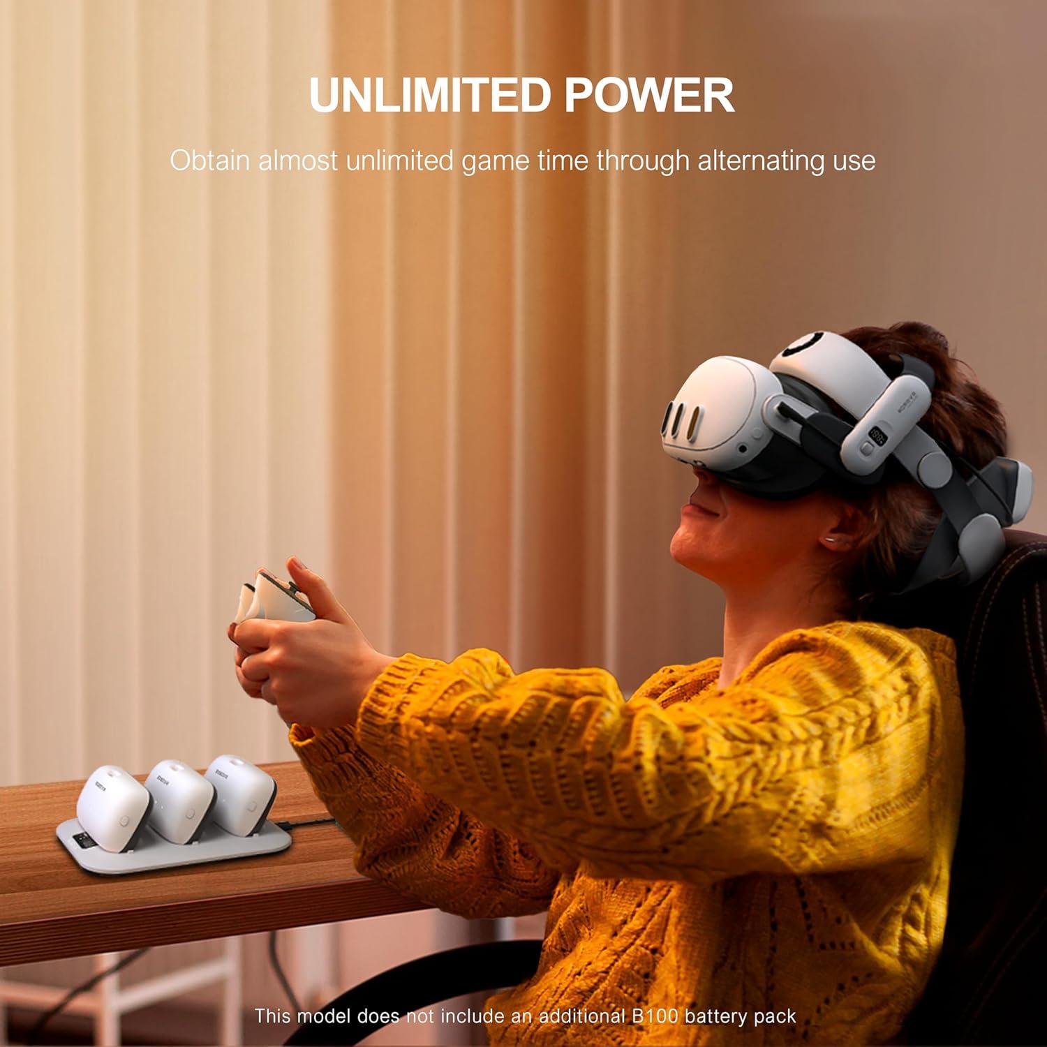 Base de Carga Rápida BOBOVR BD3 para 3 Baterías B100