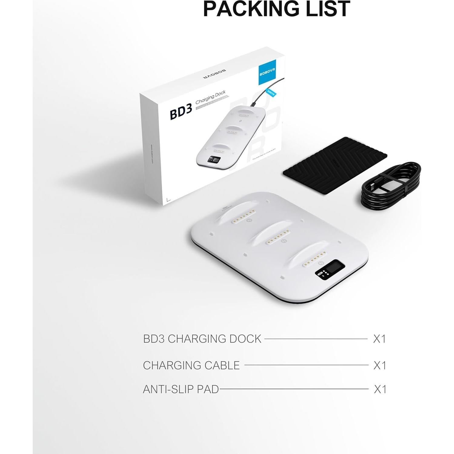Base de Carga Rápida BOBOVR BD3 para 3 Baterías B100