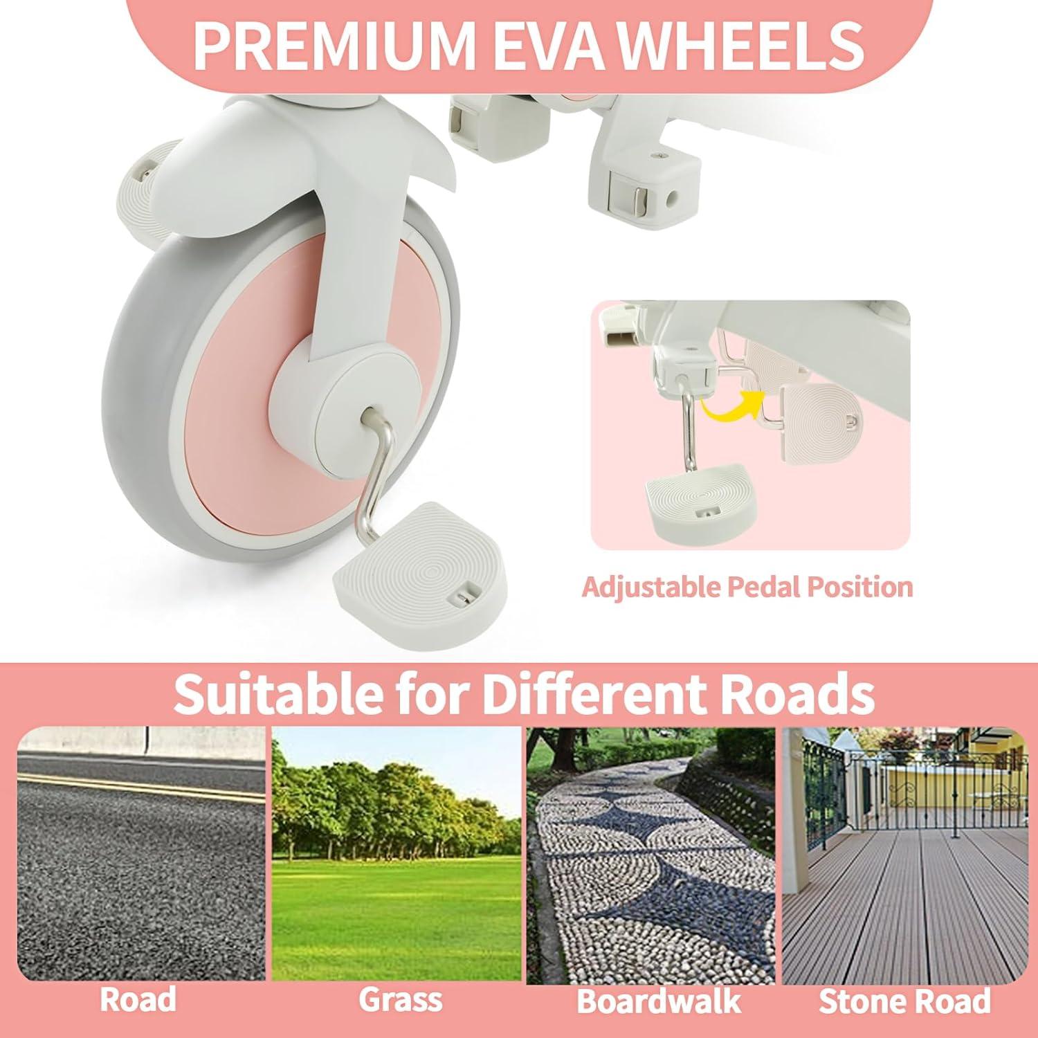 Triciclo Plegable 7 en 1 JMMD Rosa para Bebés 18 meses a 5 años