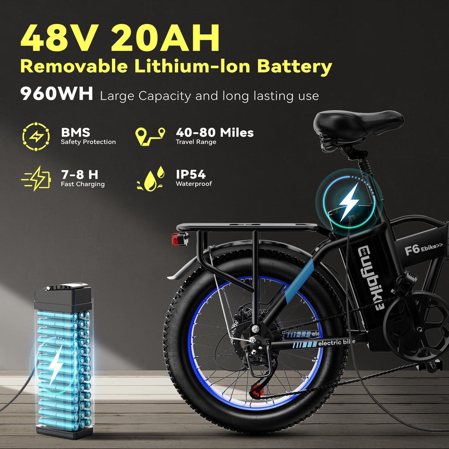 Bicicleta Eléctrica Plegable EUYBIKE 1000W 48V 20Ah 80km