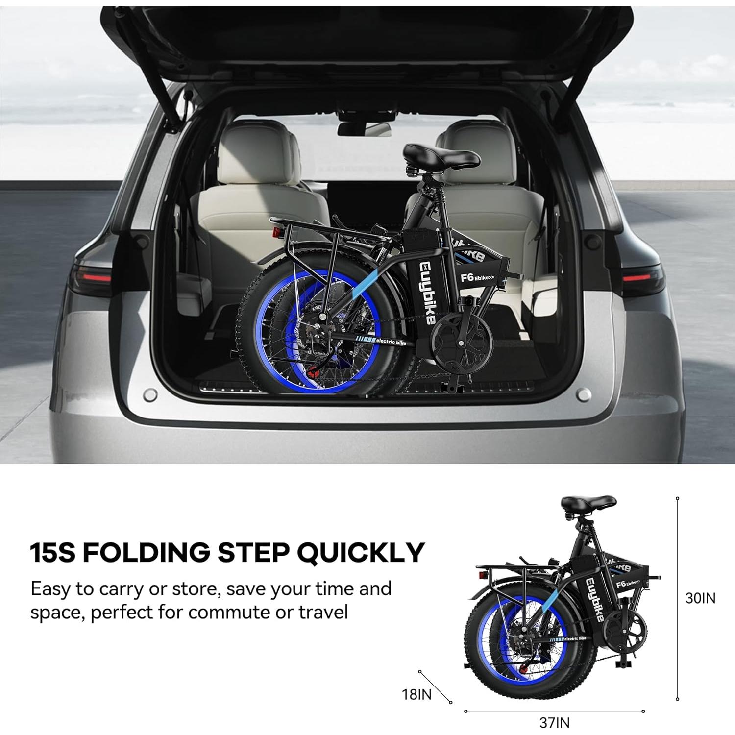 Bicicleta Eléctrica Plegable EUYBIKE 1000W 48V 20Ah 80km