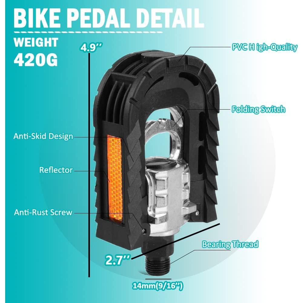 Pedales Plegables HANEVEAR 12.45x6.86cm Aluminio Antideslizantes
