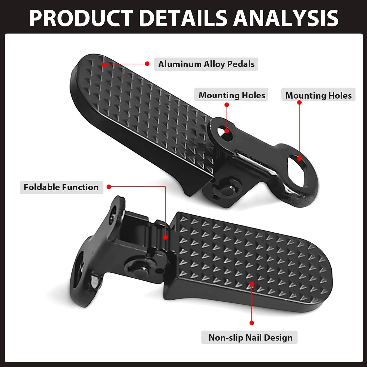 Pedales Traseros Plegables Airuzara para Bicicleta de Montaña