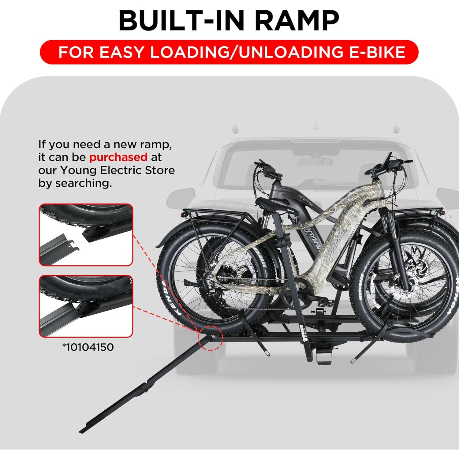 Portabicicletas de Aluminio Young Electric 200 kg 2-Ebike con Rampa