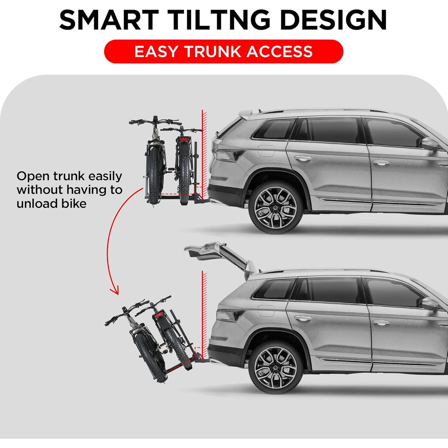 Portabicicletas de Aluminio Young Electric 200 kg 2-Ebike con Rampa