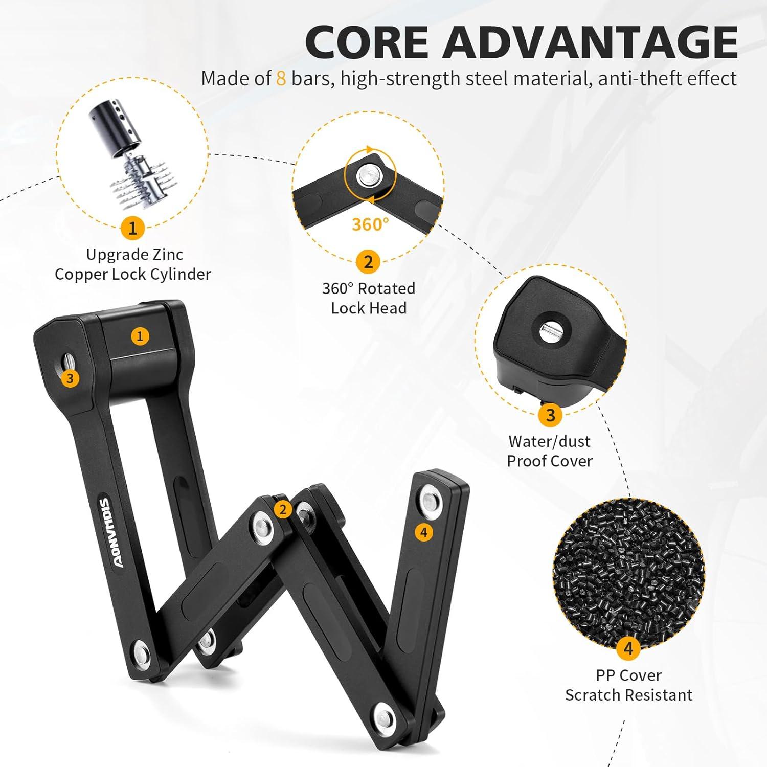 Candado Plegable Aonvmdis para Bicicleta 0.73kg Alta Resistencia