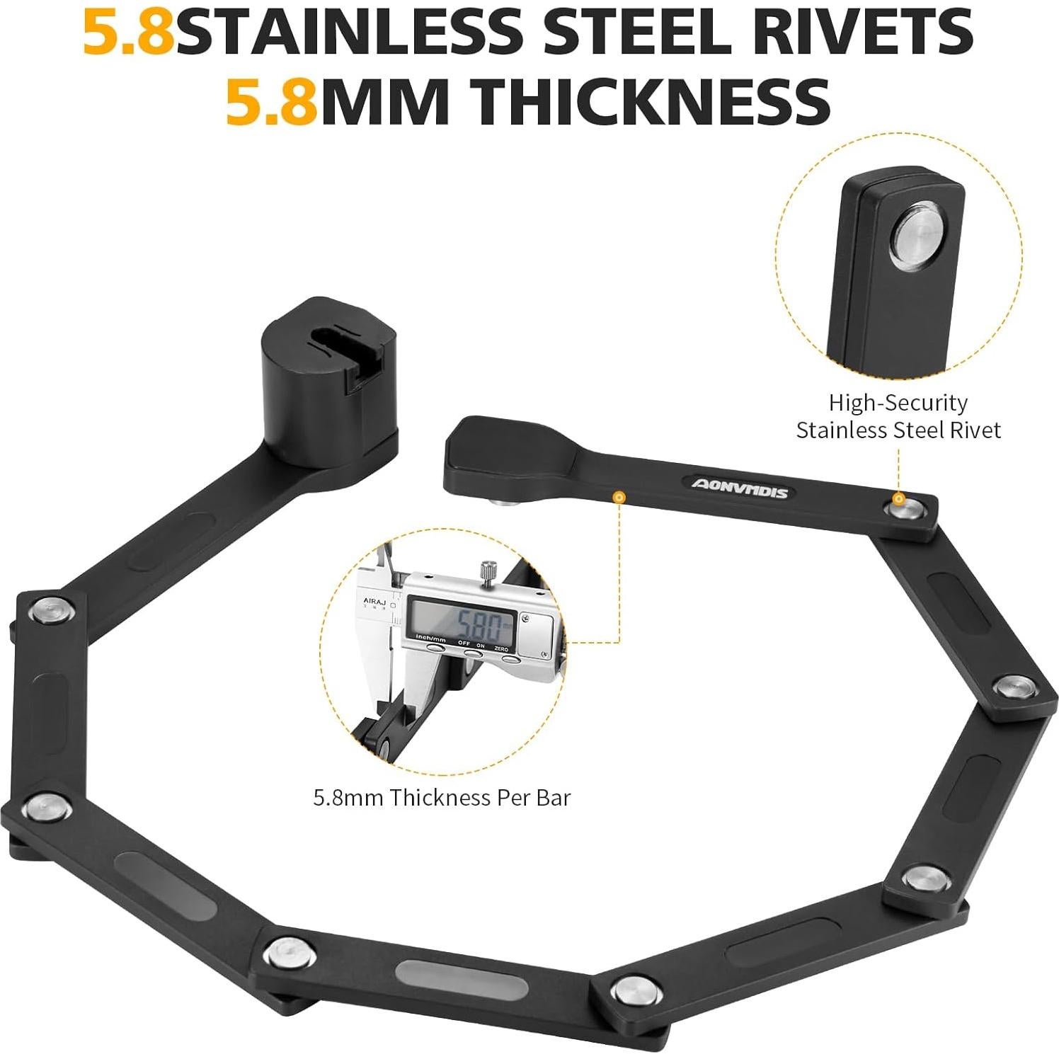 Candado Plegable Aonvmdis para Bicicleta 0.73kg Alta Resistencia