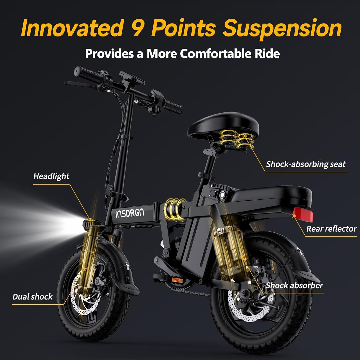 Bicicleta Eléctrica Plegable INSDRGN 650W 72Km Rango Adultos