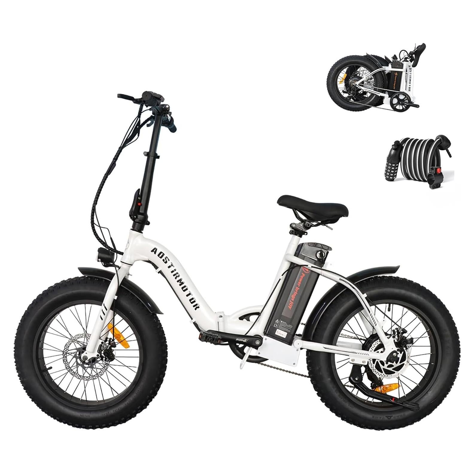 Bicicleta Eléctrica Plegable Aostirmotor 500W 20" Neumáticos Gruesos