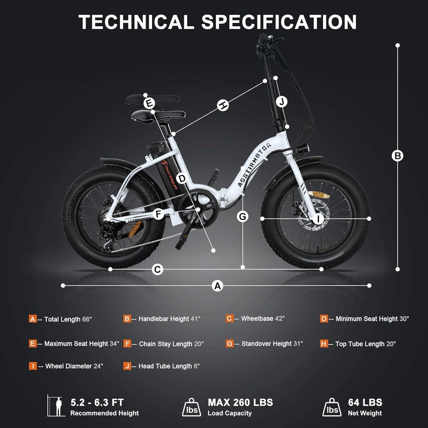 Bicicleta Eléctrica Plegable Aostirmotor 500W 20" Neumáticos Gruesos