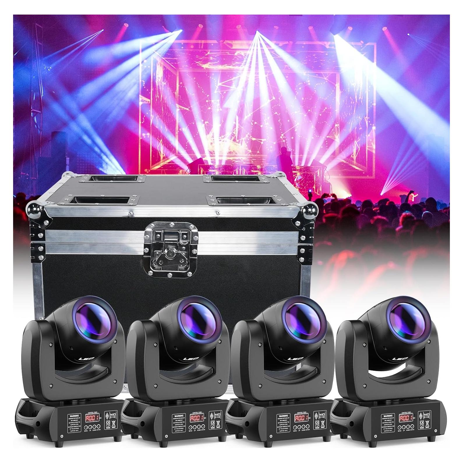Luces DJ Cabeza Móvil 120W Glowingstage 4-Pack con Estuche