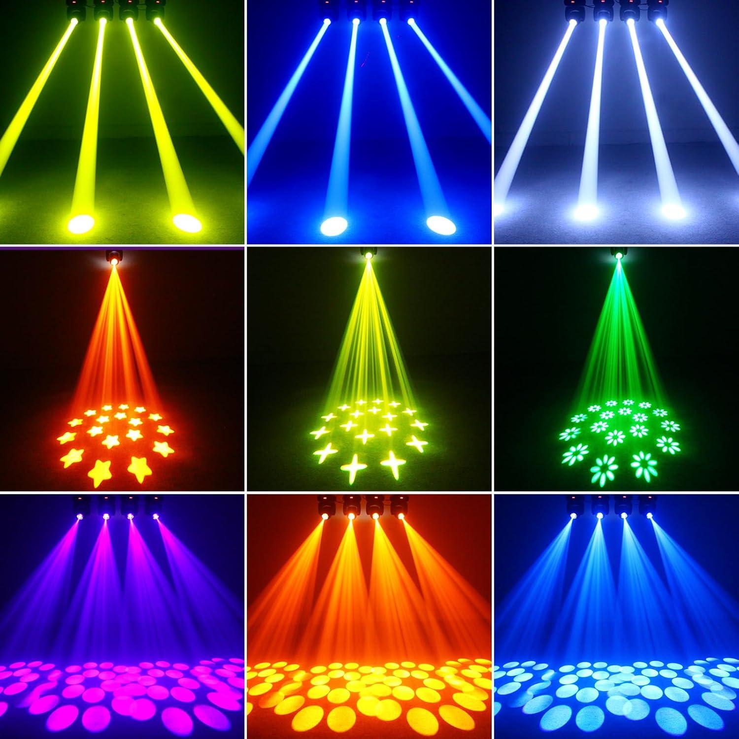 Luces DJ Cabeza Móvil 120W Glowingstage 4-Pack con Estuche