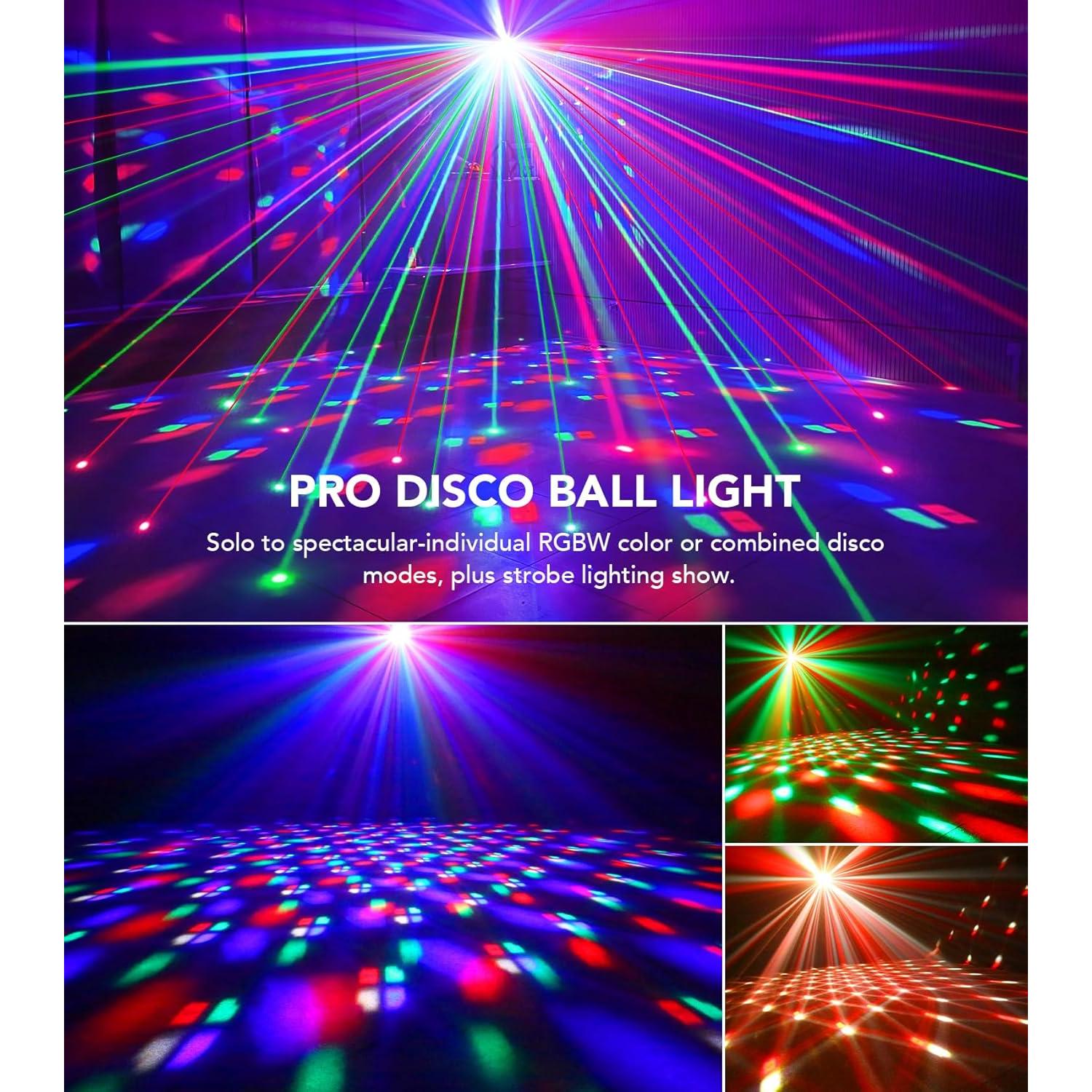 Luz DJ 6 en 1 KeoBin con soporte, láser DMX y estroboscópicas