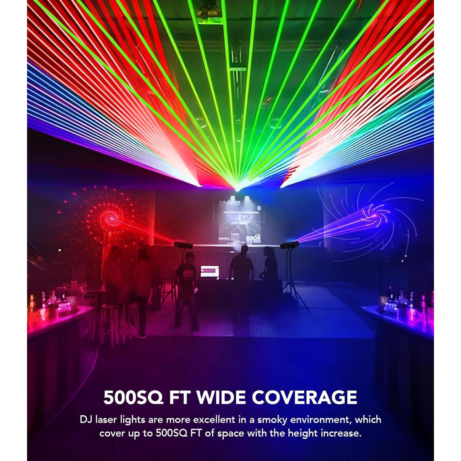 Luz DJ 6 en 1 KeoBin con soporte, láser DMX y estroboscópicas