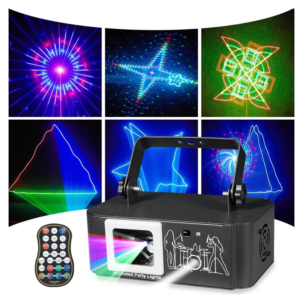 Luz Láser RGB Proyector Estrellado DMX512 Control Remoto