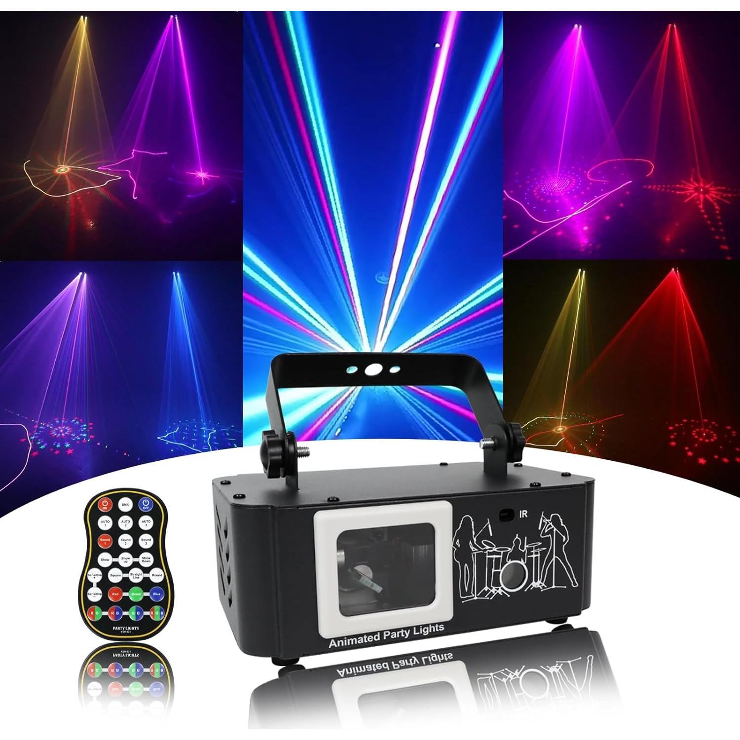 Luz Láser RGB Proyector Estrellado DMX512 Control Remoto