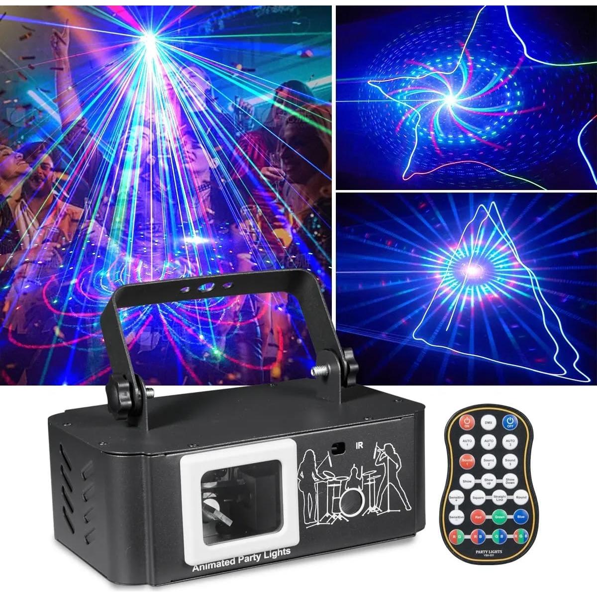 Luz Láser RGB Proyector Estrellado DMX512 Control Remoto