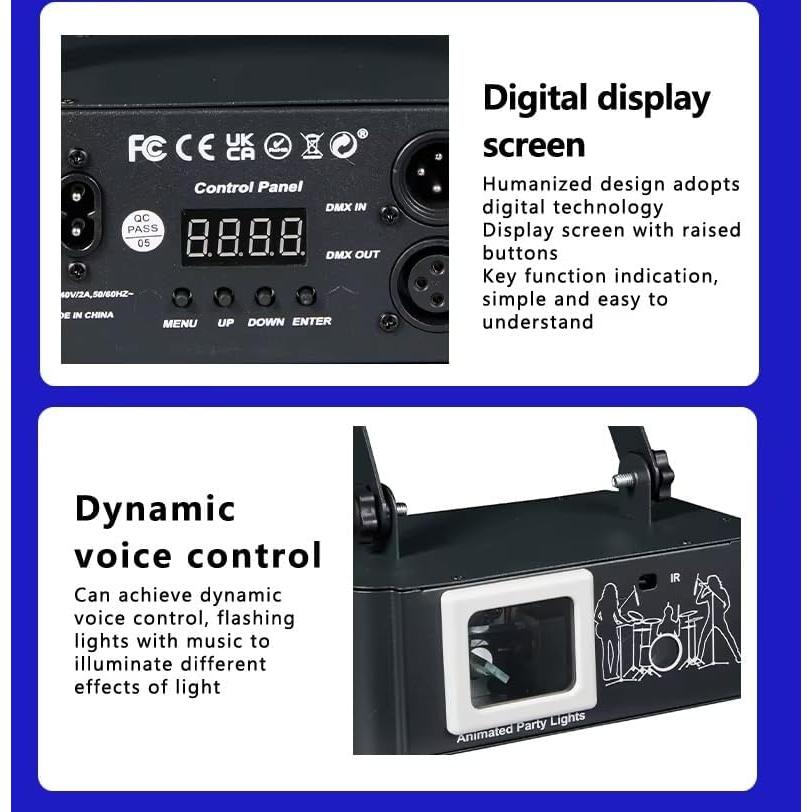 Luz Láser RGB Proyector Estrellado DMX512 Control Remoto