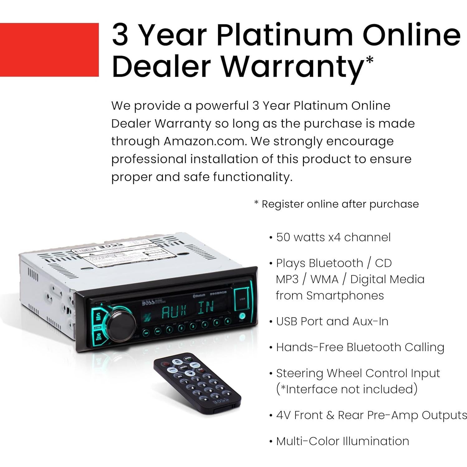 BOSS Audio 595BRGB Estéreo Automóvil Bluetooth CD USB