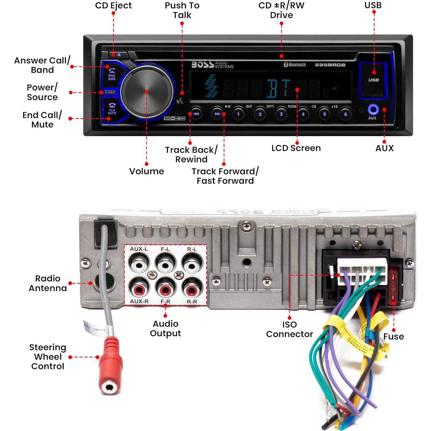 BOSS Audio 595BRGB Estéreo Automóvil Bluetooth CD USB