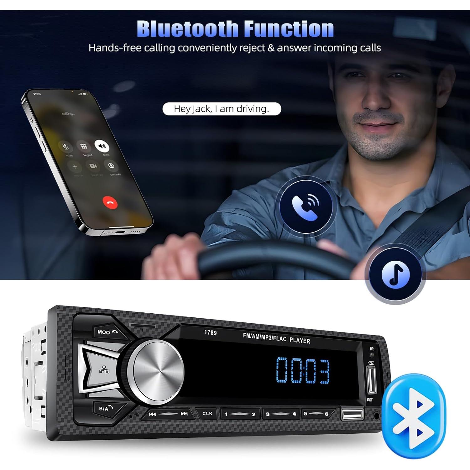 Receptor de Audio para Coche AMprime A3100US5 Bluetooth MP3