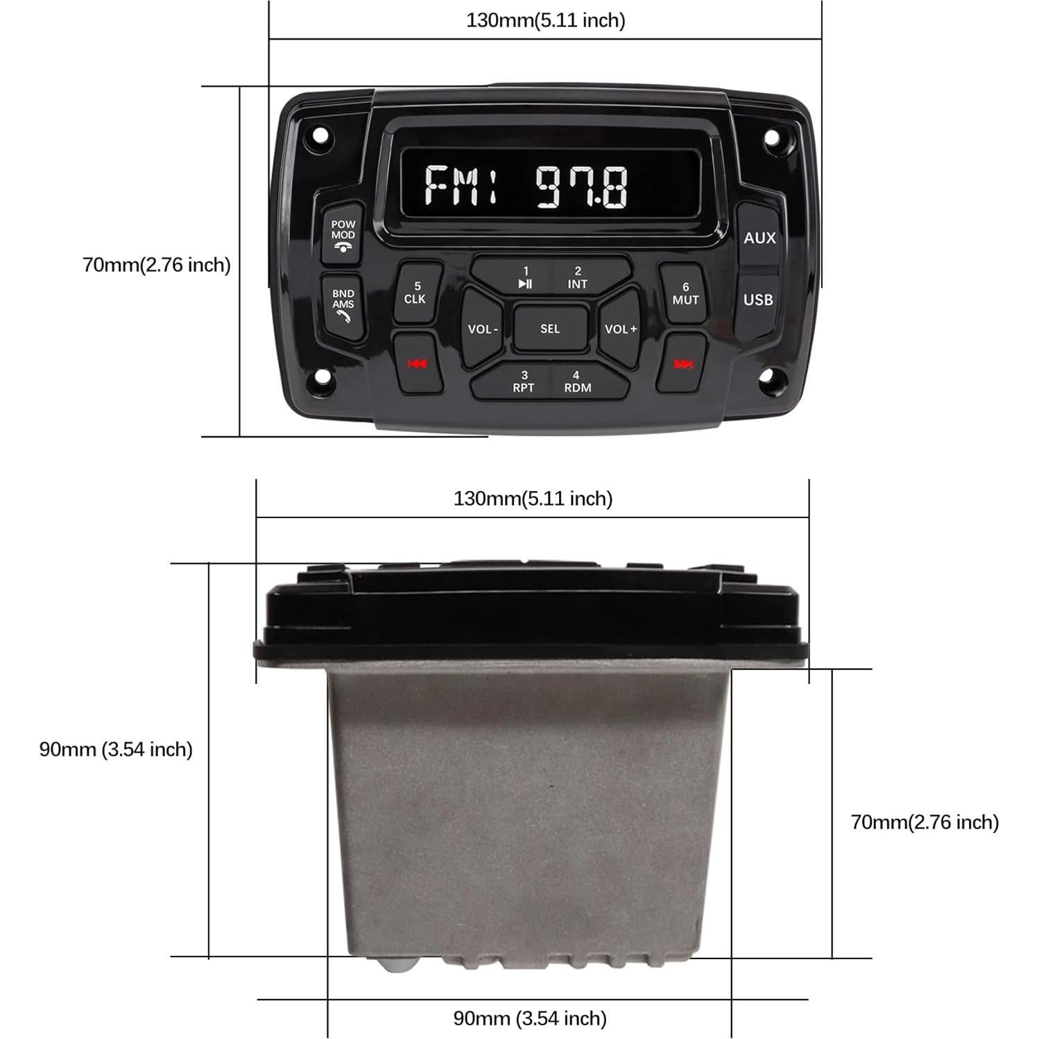 Receptor Estéreo Bluetooth Impermeable Citreal 4x50W USB AM/FM