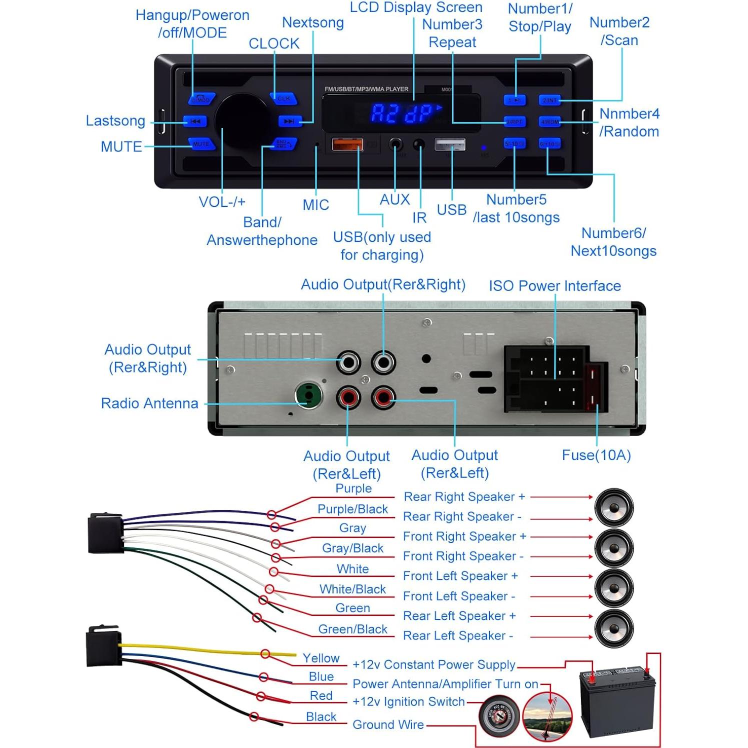 Estéreo de Coche Bluetooth Norhom SF20251010B0F886RWPC 1 DIN