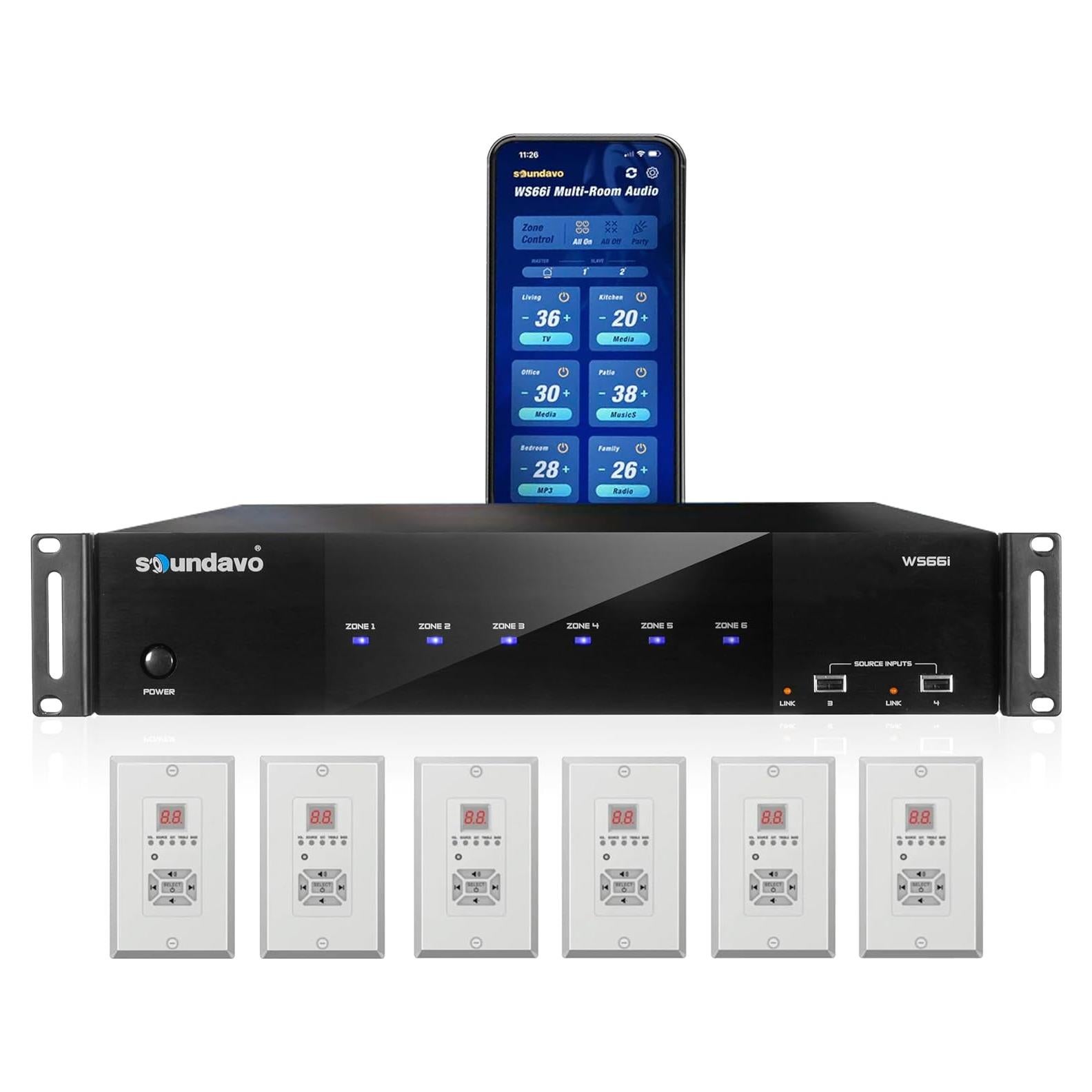 Amplificador de Audio Multi-Habitación Soundavo WS66i-KIT 6x6