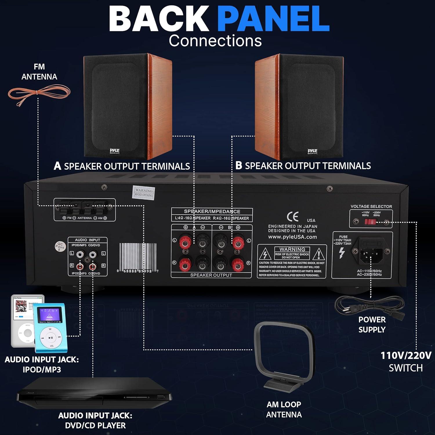 Amplificador de Potencia Pyle PT260A 200W Estéreo AM/FM
