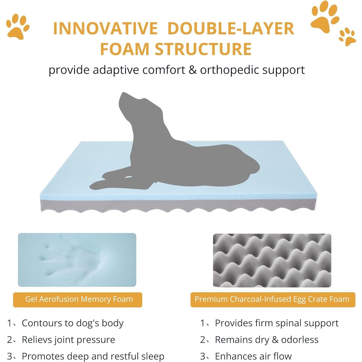 Cama ortopédica grande EGOHOME para perros 88.9x55.9 cm