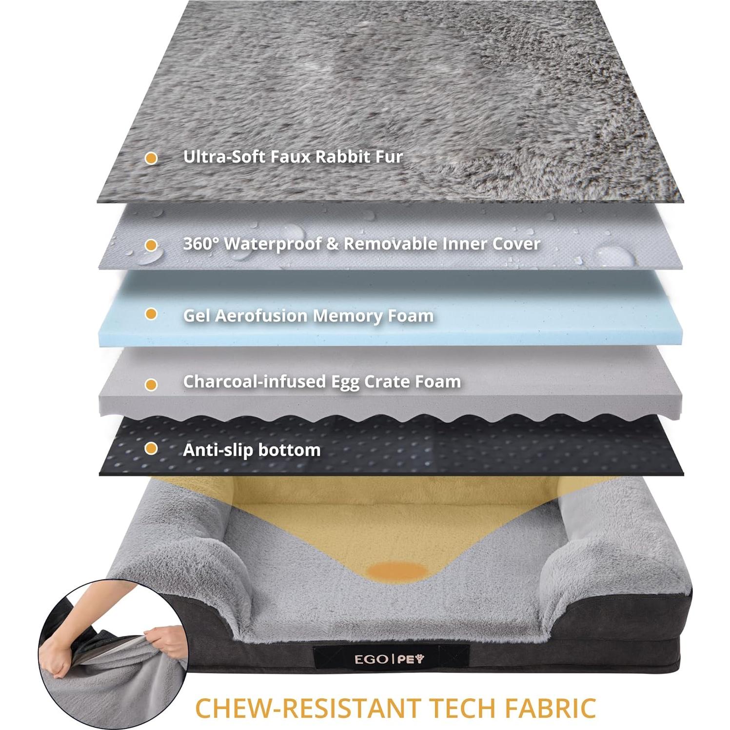 Cama ortopédica grande EGOHOME para perros 88.9x55.9 cm