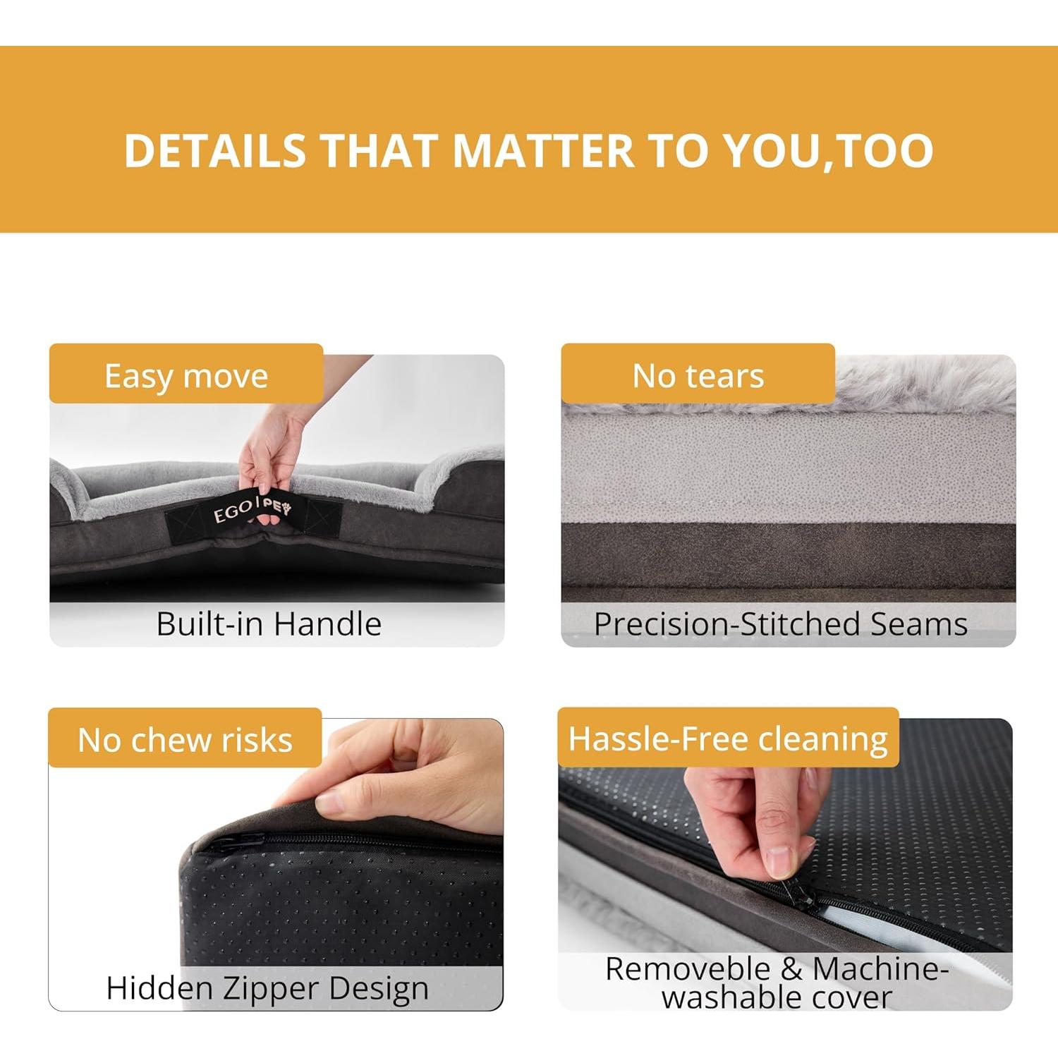 Cama ortopédica grande EGOHOME para perros 88.9x55.9 cm