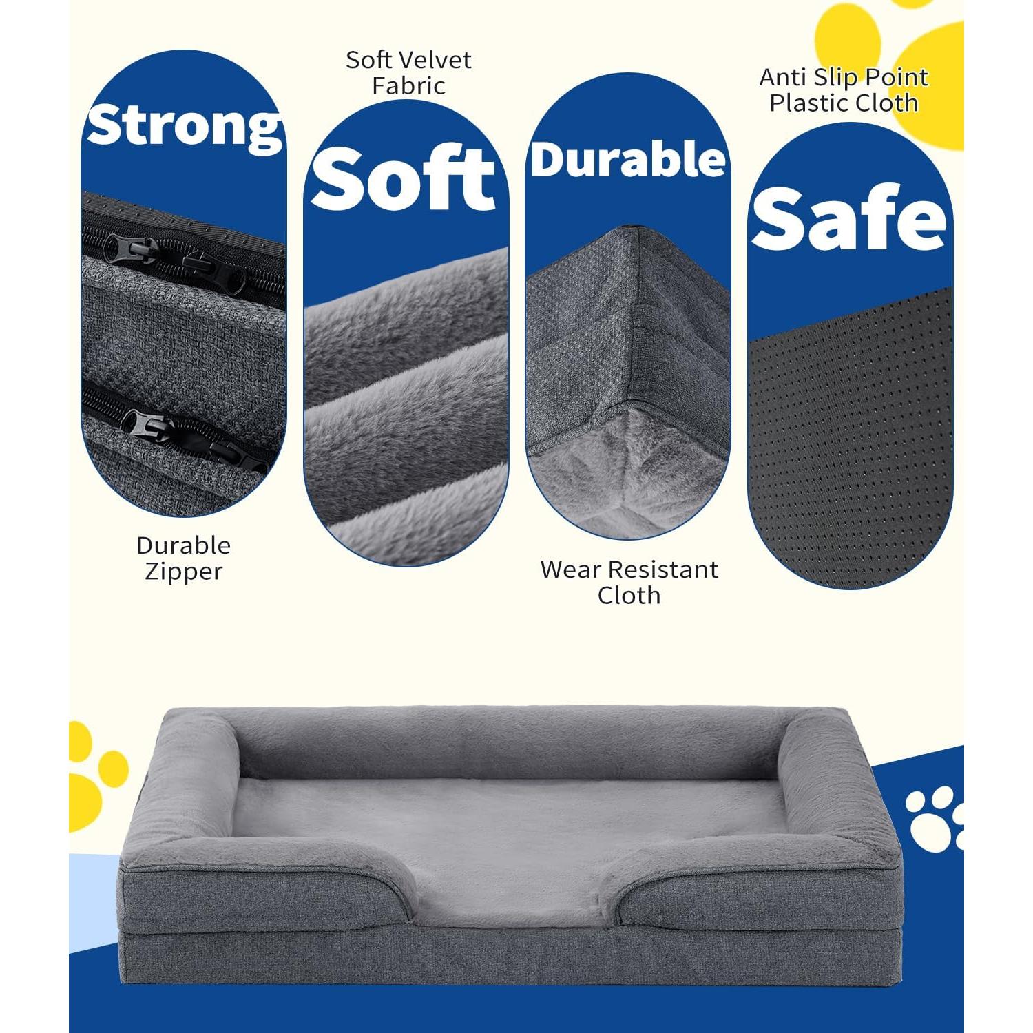 Cama Ortopédica para Perros Made4pet 96.5x71.1 cm Gris