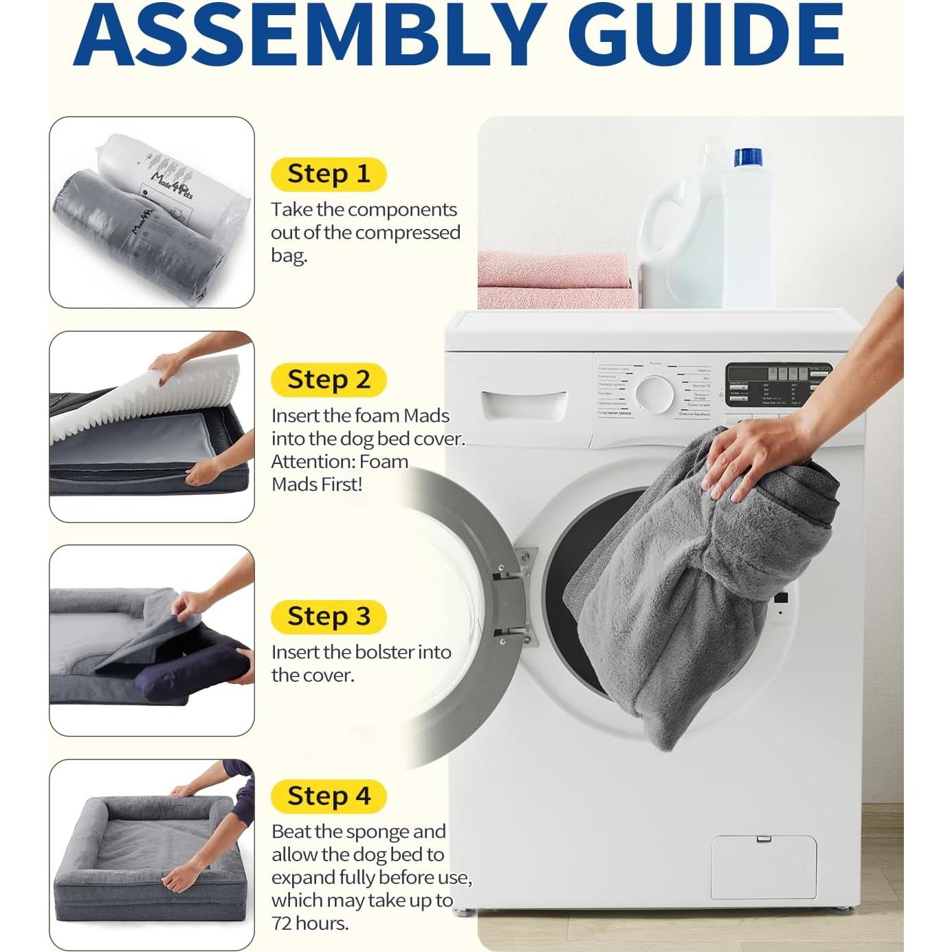 Cama Ortopédica para Perros Made4pet 96.5x71.1 cm Gris