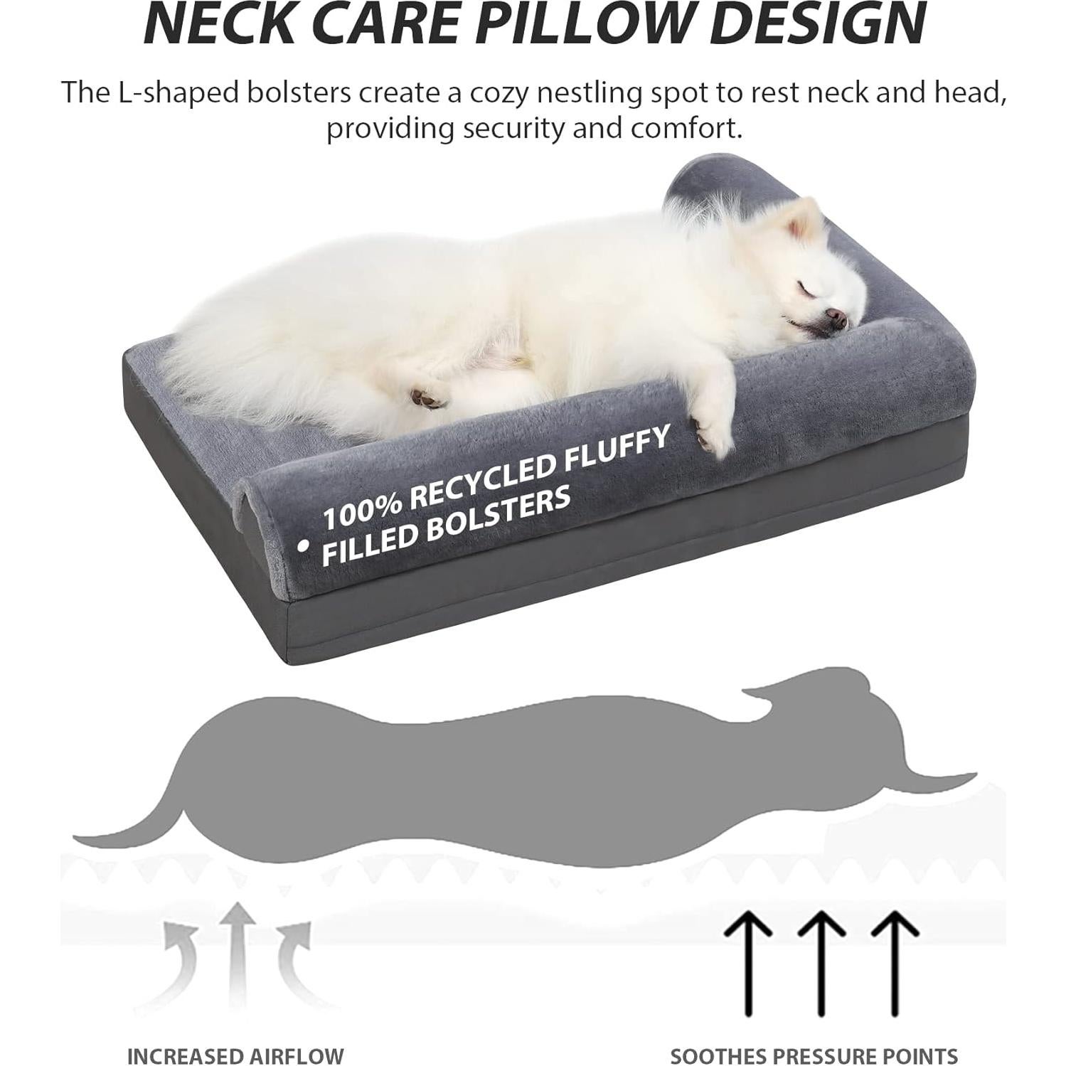 Cama Ortopédica para Perros KSIIA Impermeable 76.2x50.8cm Gris