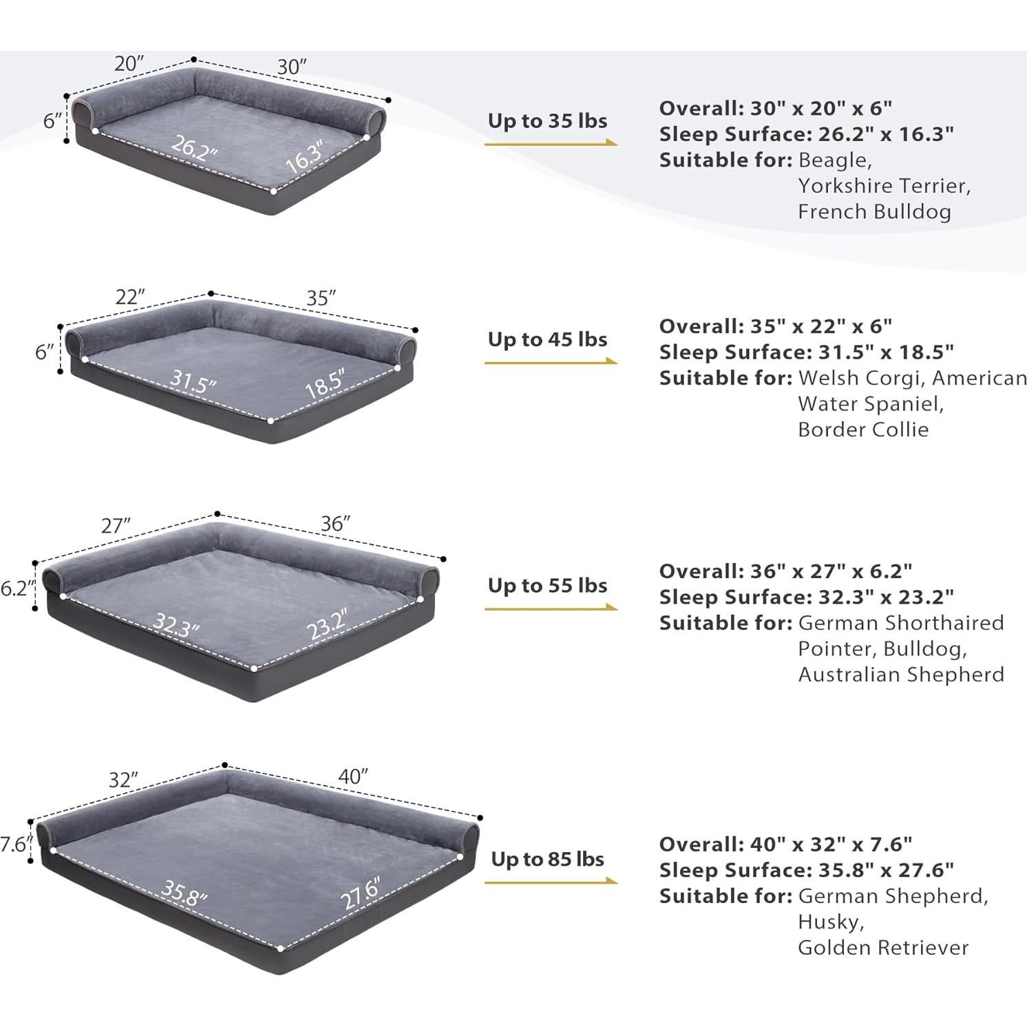 Cama Ortopédica para Perros KSIIA Impermeable 76.2x50.8cm Gris