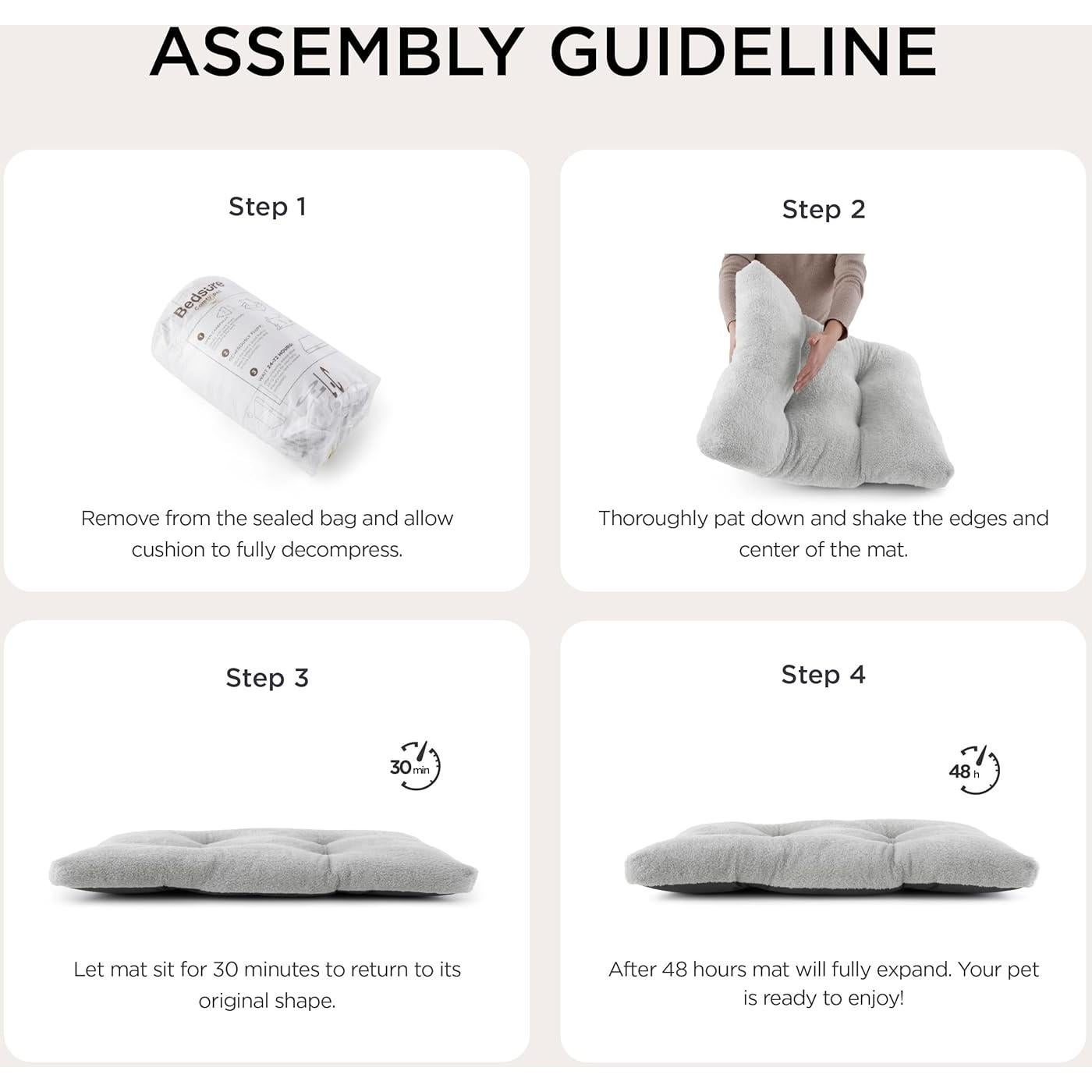 Cama para Perros Bedsure Grande Lavable 88.9x58.4cm Gris