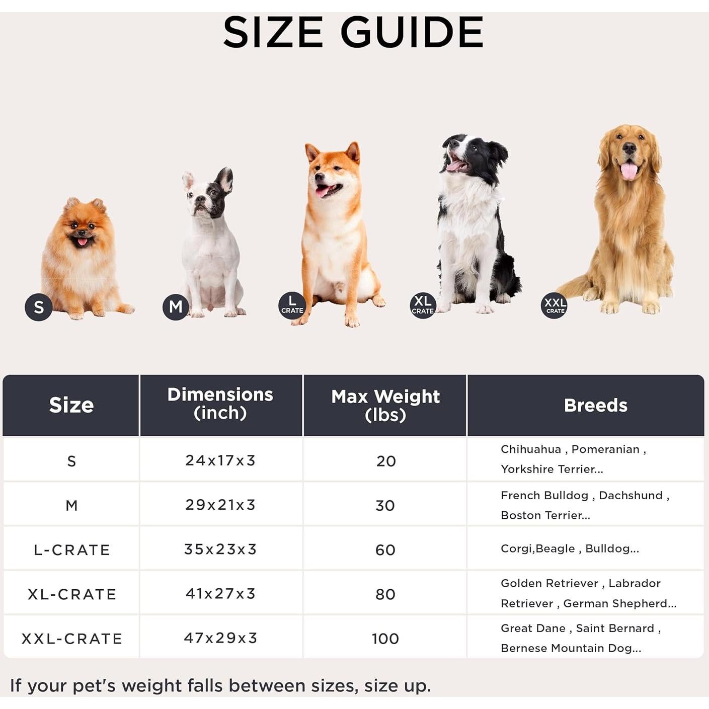 Cama para Perros Bedsure Grande Lavable 88.9x58.4cm Gris