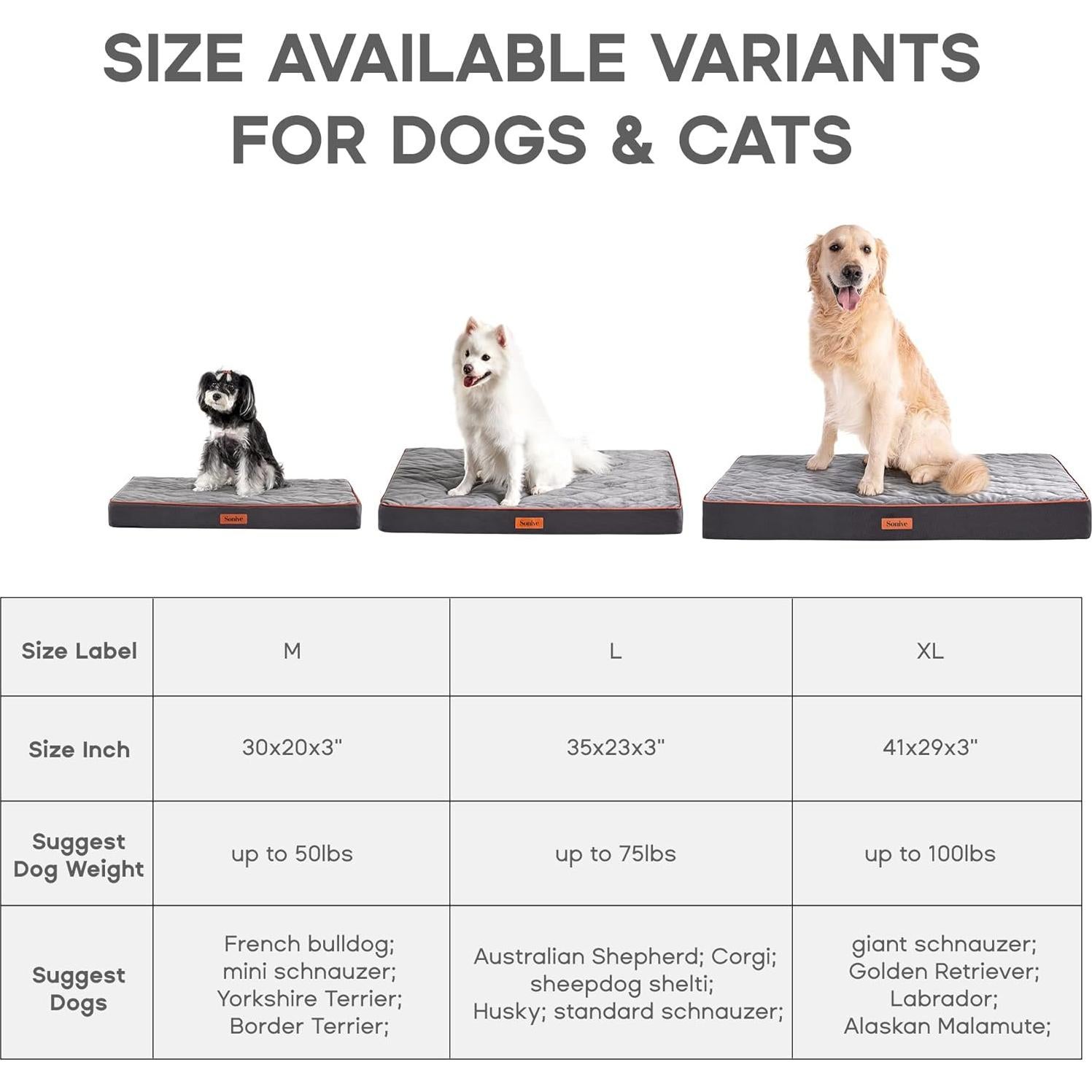 Cama Ortopédica para Perros y Gatos Sonive Grande 89x56cm