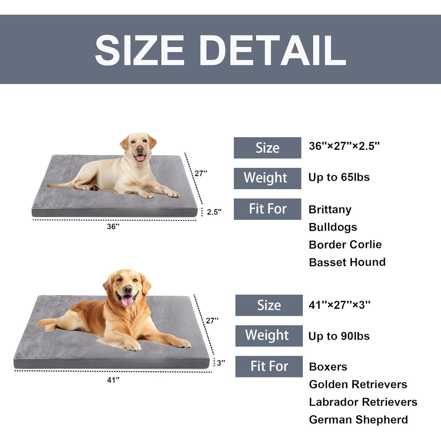 Cama ortopédica para perros grandes Vomiliku 91x68cm gris