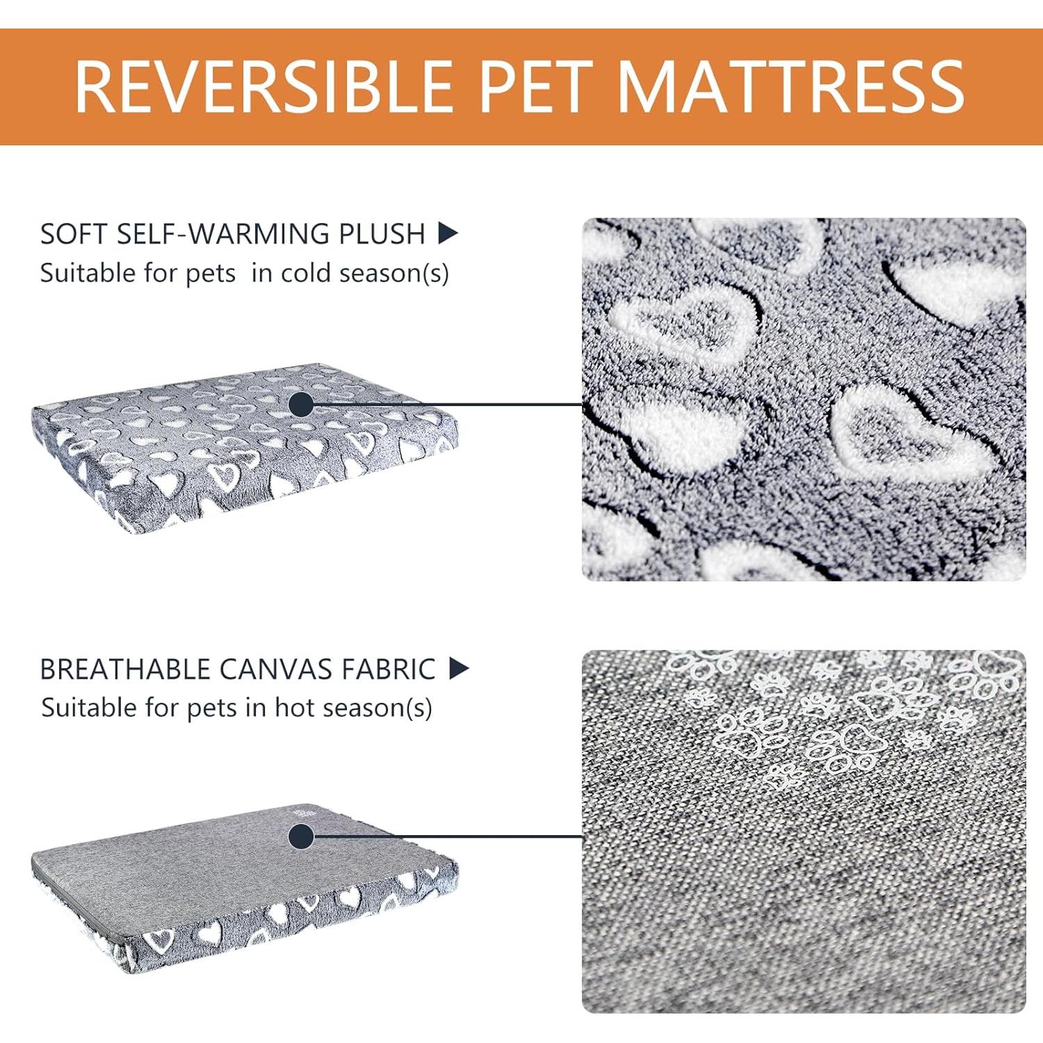 Cama para Perro VANKEAN XXL Impermeable Reversible Gris
