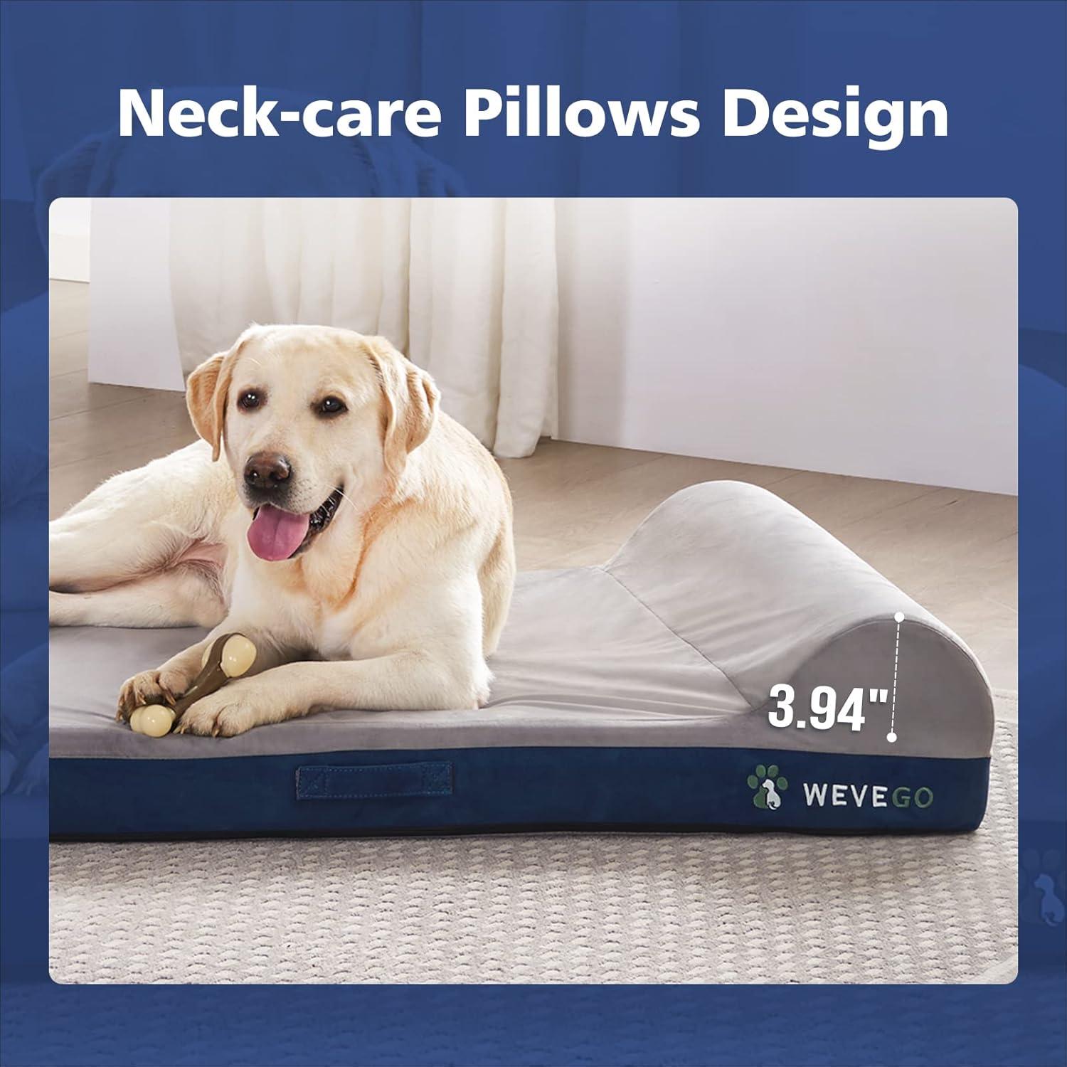Cama Ortopédica para Perros WEVEGO Grande con Almohada de Gel
