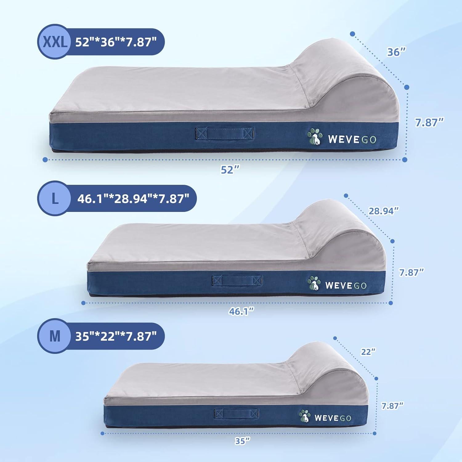 Cama Ortopédica para Perros WEVEGO Grande con Almohada de Gel