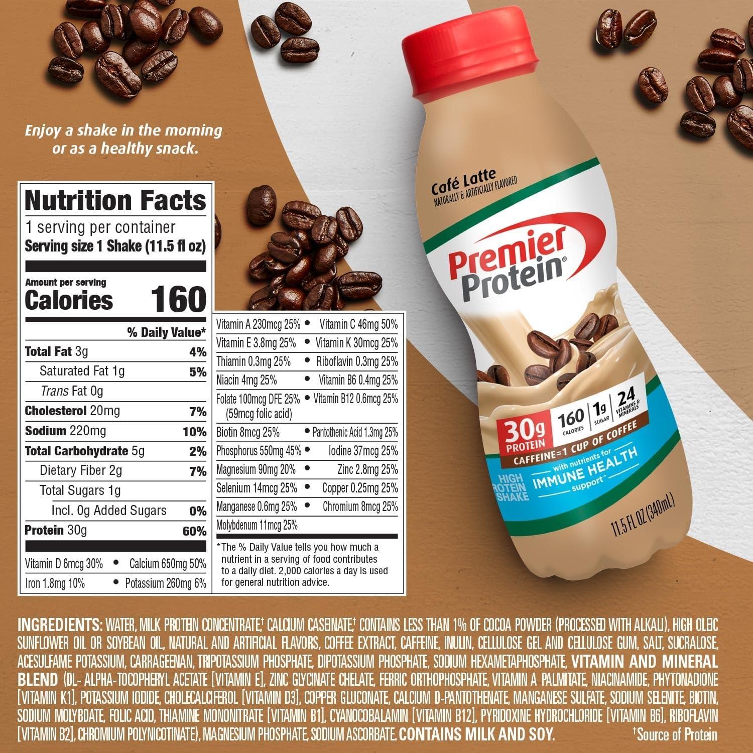 Batido de Proteína Premier Nutrition Café Latte 30g 340ml Pack 12