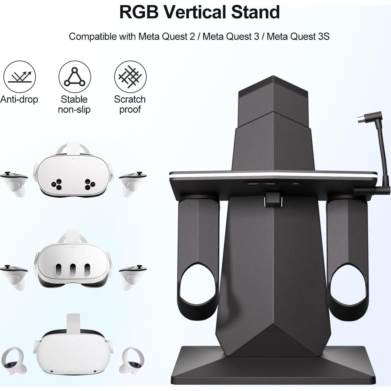Base de Carga Rápida ODGG para Meta Quest 2/3/3S con RGB